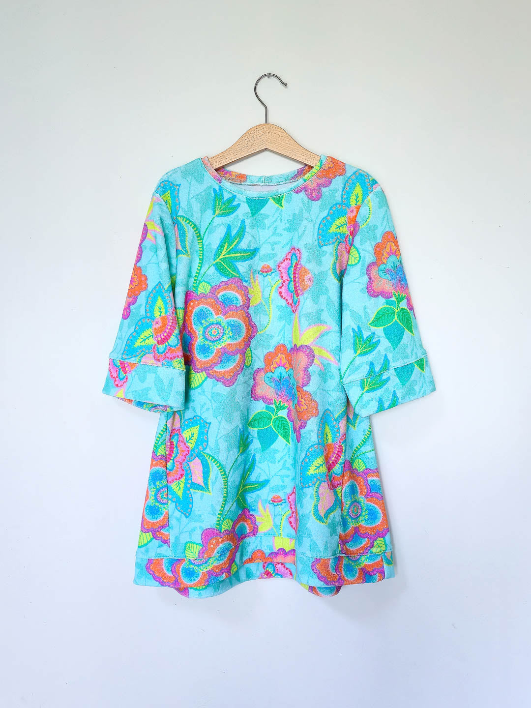 J&amp;J Bio Stretch Frottee Fabulous Flowers aqua