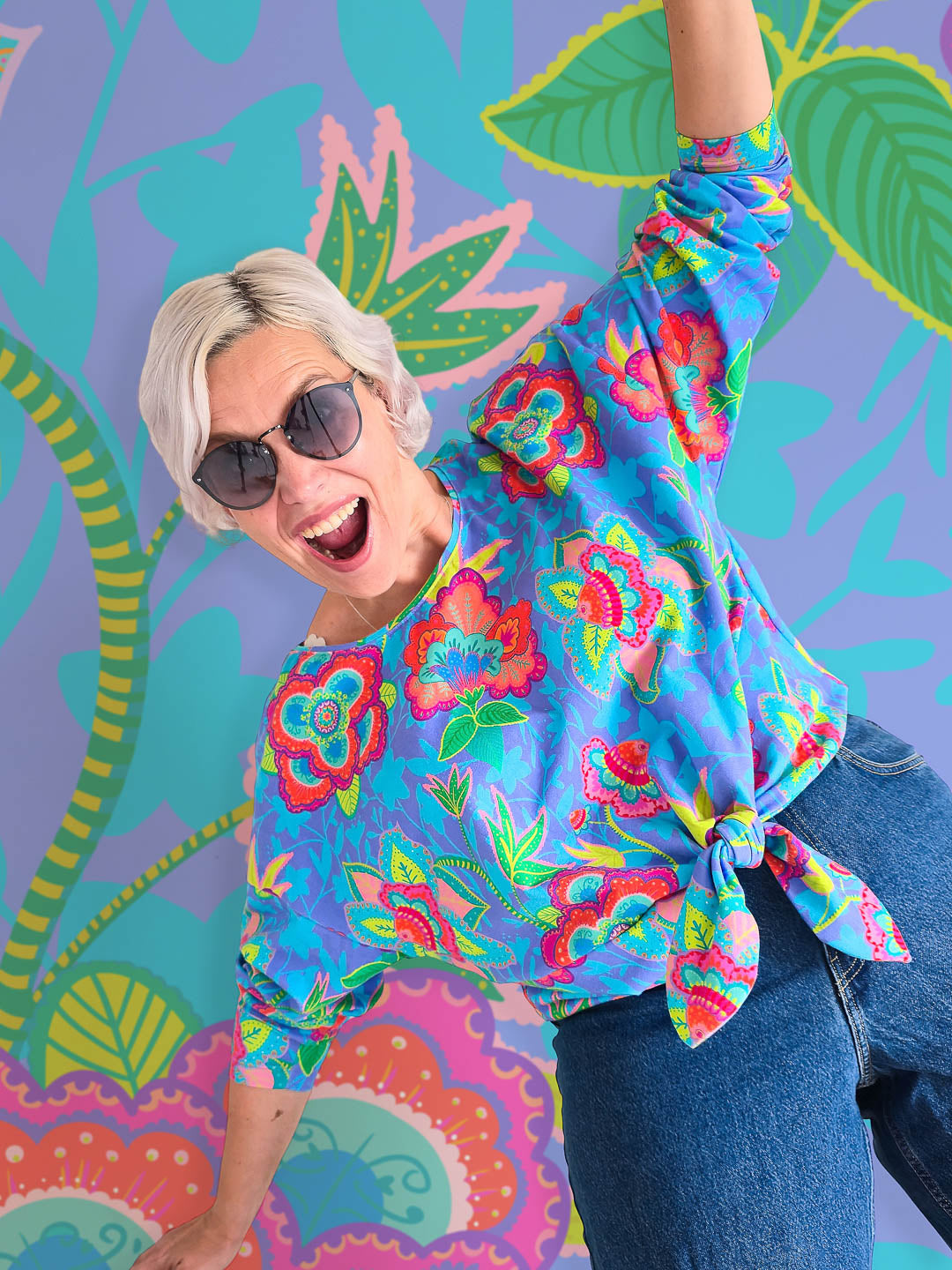 J&J Bio Jersey Fabulous Flowers blueberry