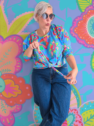 J&J Bio Jersey Fabulous Flowers blueberry