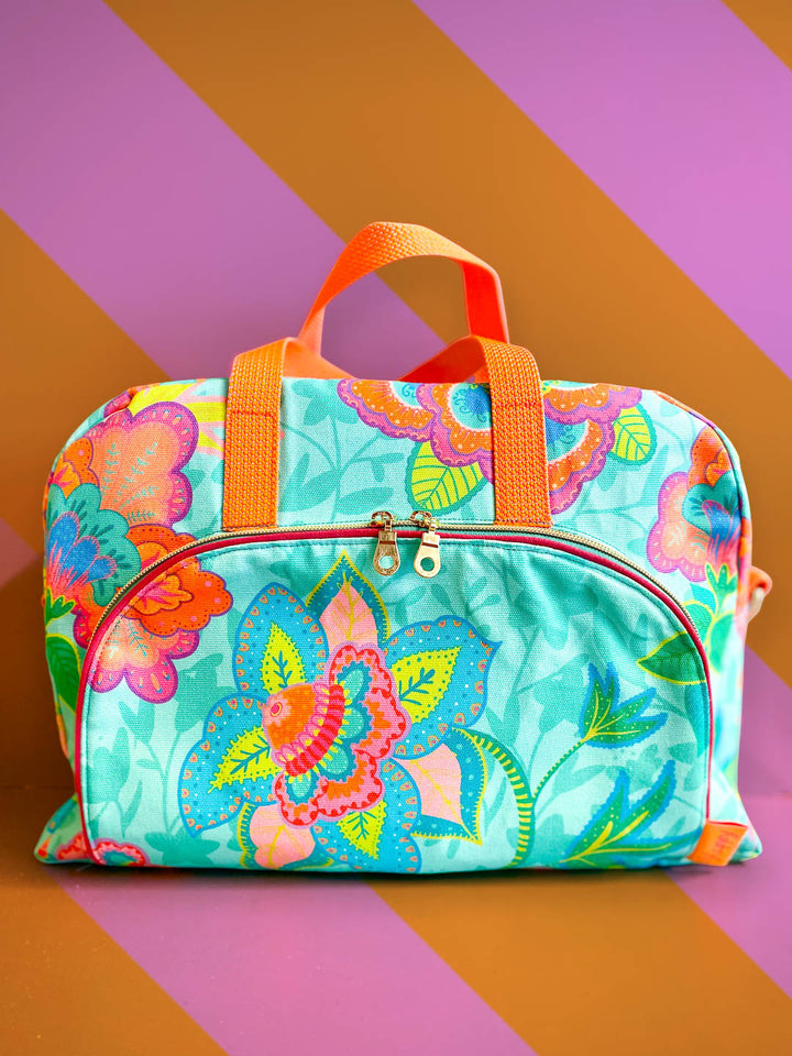 J&amp;J Bio Canvas Fabulous Flowers aqua