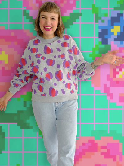 French Terry Leo Excentric melange lilac extrabreit