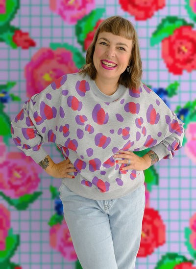 French Terry Leo Excentric melange lilac extrabreit