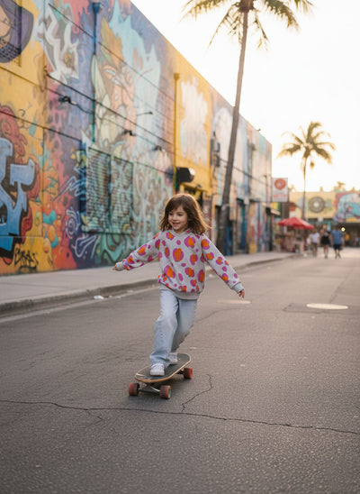 French Terry Leo Excentric melange pink extrabreit