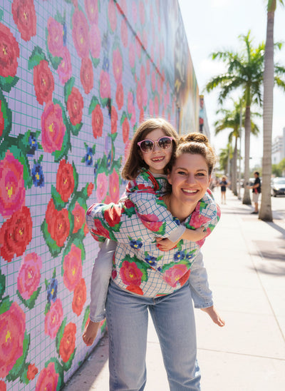 French Terry Sally go round the roses melange extrabreit