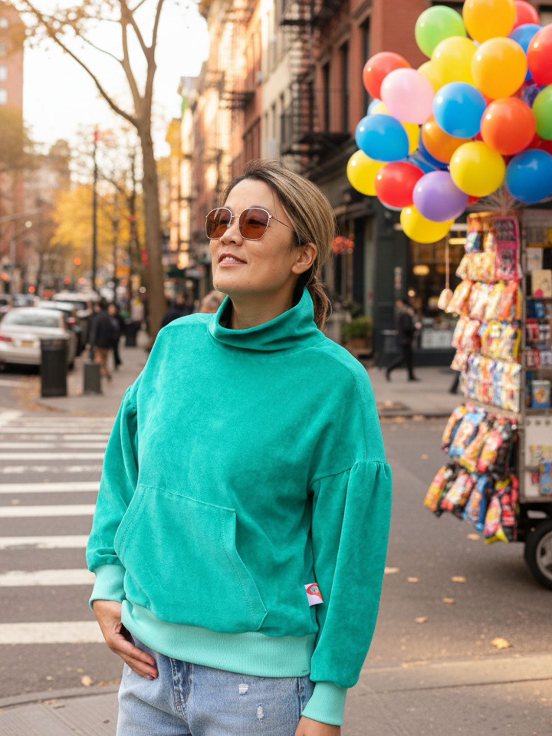 J&J Nicki uni smaragd extrabreit