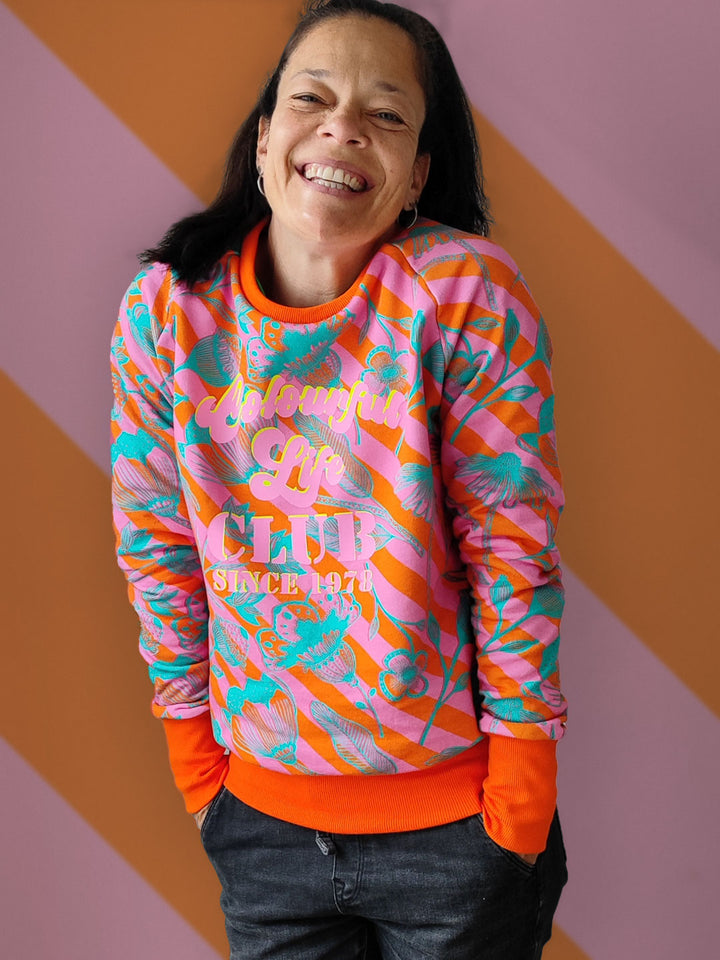 J&amp;J Bio Kuschelsweat Big Bouquet orange