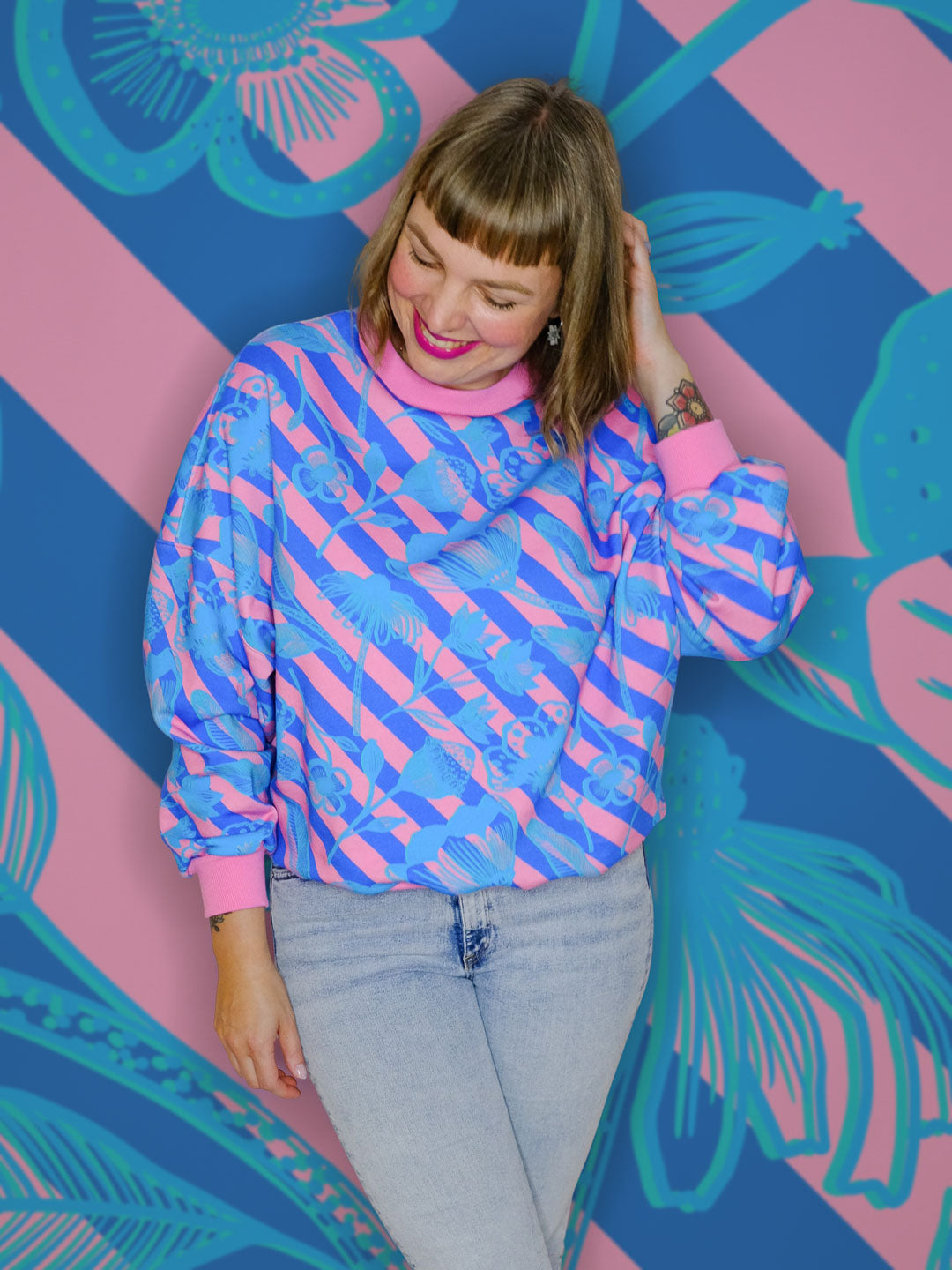 J&amp;J Bio Kuschelsweat Big Bouquet royal