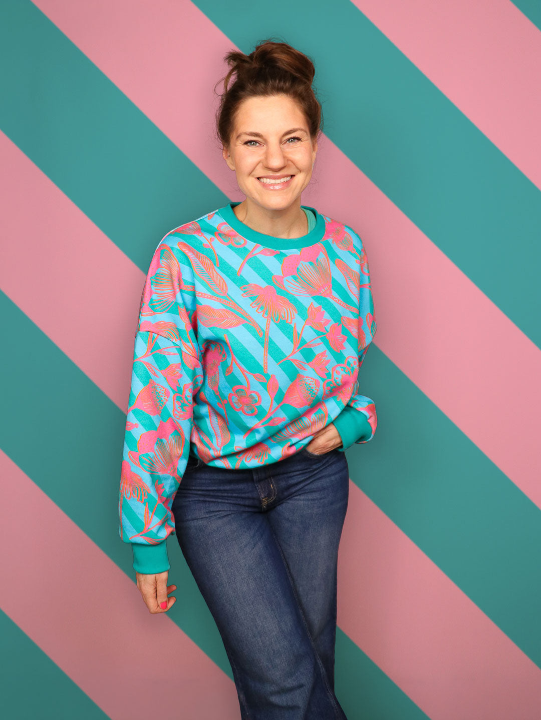 J&J Bio Kuschelsweat Big Bouquet emerald