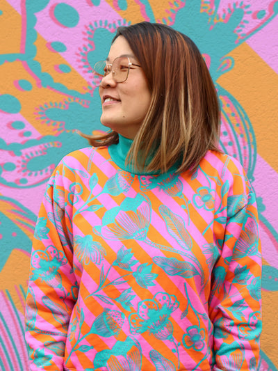 J&J Bio Kuschelsweat Big Bouquet orange