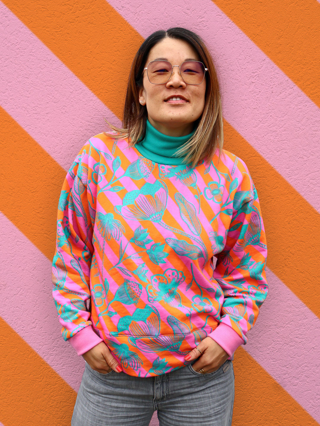 J&J Bio Kuschelsweat Big Bouquet orange