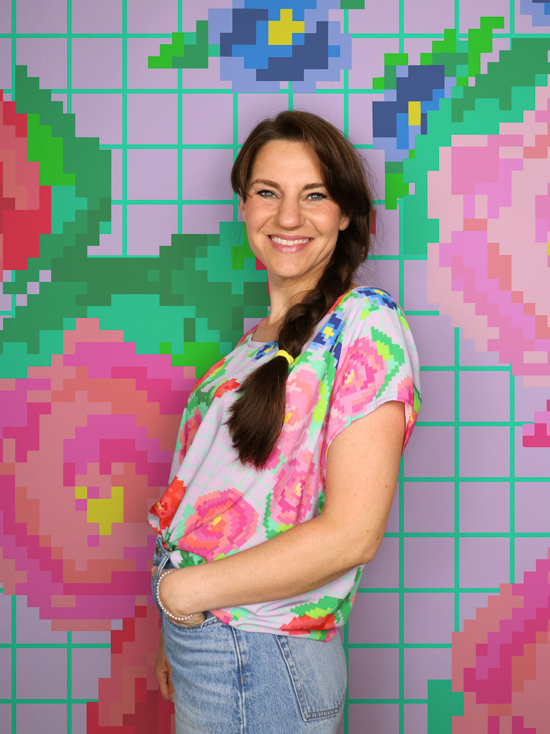 J&J Viskose Sally go round the roses flieder