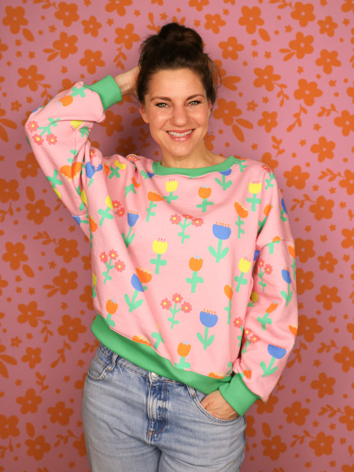 J&amp;J Bio Kuschelsweat Frühlingsgefühle rose