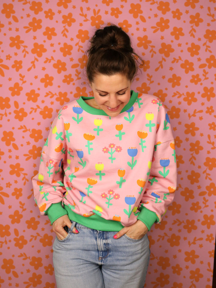 J&amp;J Bio Kuschelsweat Frühlingsgefühle rose