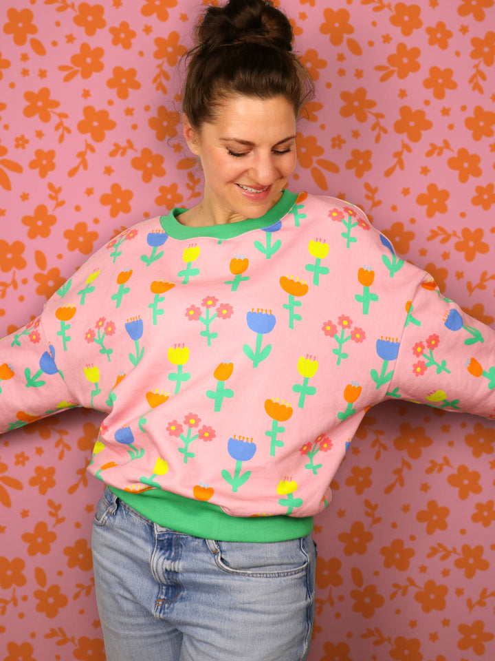 J&amp;J Bio Kuschelsweat Frühlingsgefühle rose