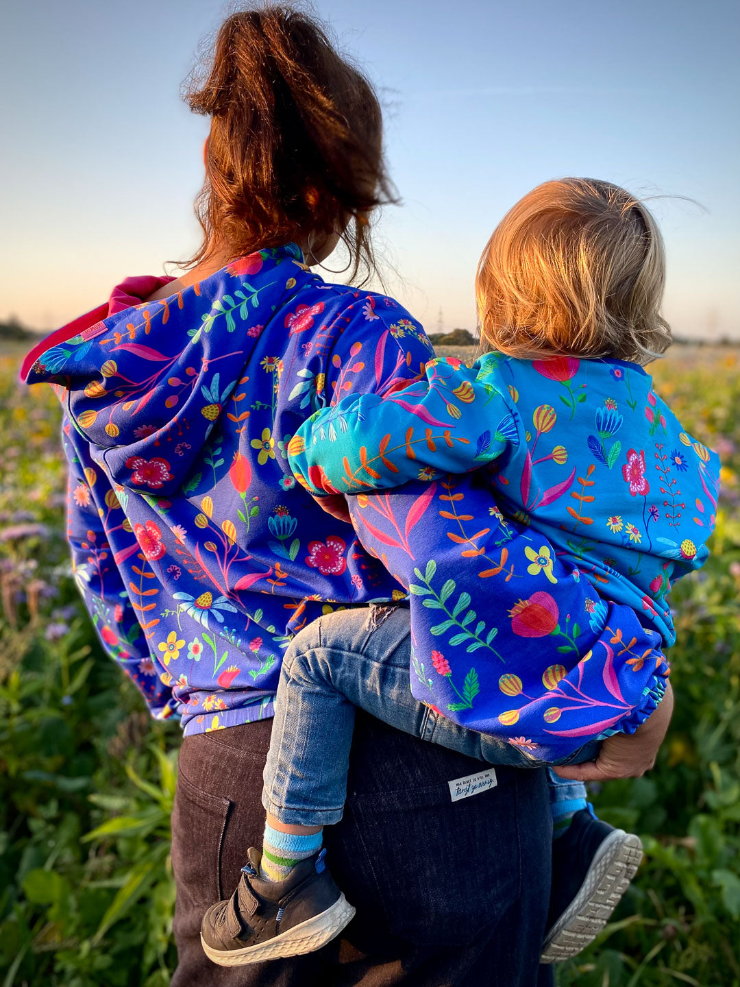 J&J Bio French Terry Little Wildflowers  türkis