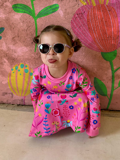 J&J Bio French Terry Little Wildflowers rosa