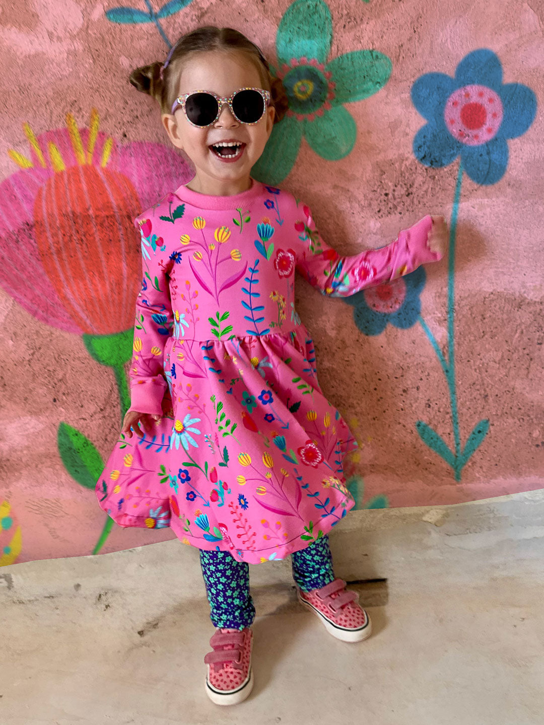 J&J Bio French Terry Little Wildflowers rosa