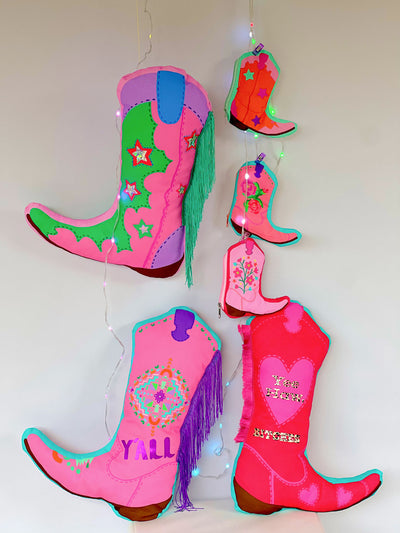 B-Ware Bio Canvas Panel Madame Santas Boots pink