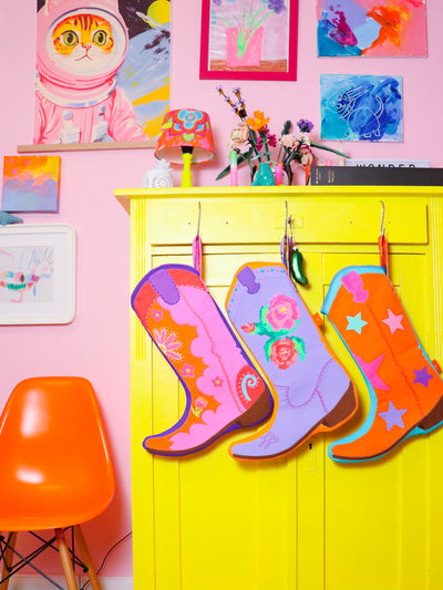 B-Ware Bio Canvas Panel Madame Santas Boots orange