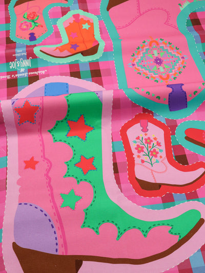 B-Ware Bio Canvas Panel Madame Santas Boots pink