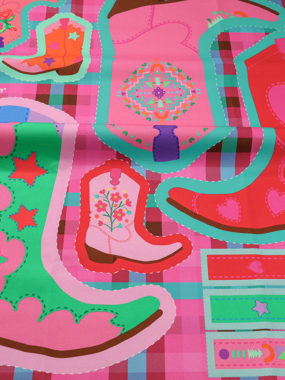 B-Ware Bio Canvas Panel Madame Santas Boots pink