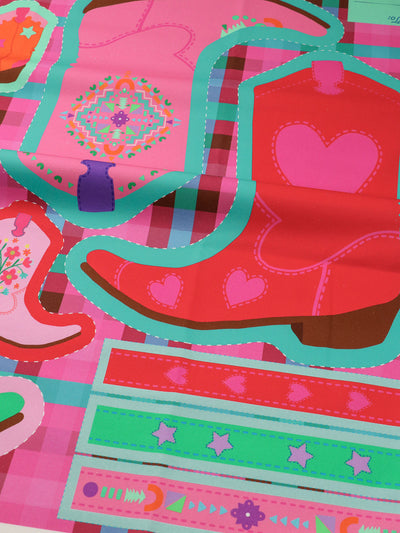 B-Ware Bio Canvas Panel Madame Santas Boots pink