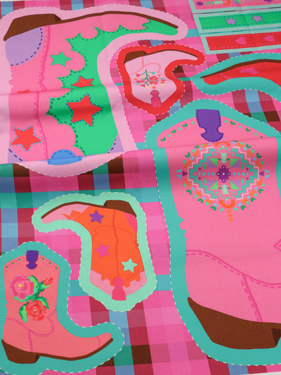 B-Ware Bio Canvas Panel Madame Santas Boots pink