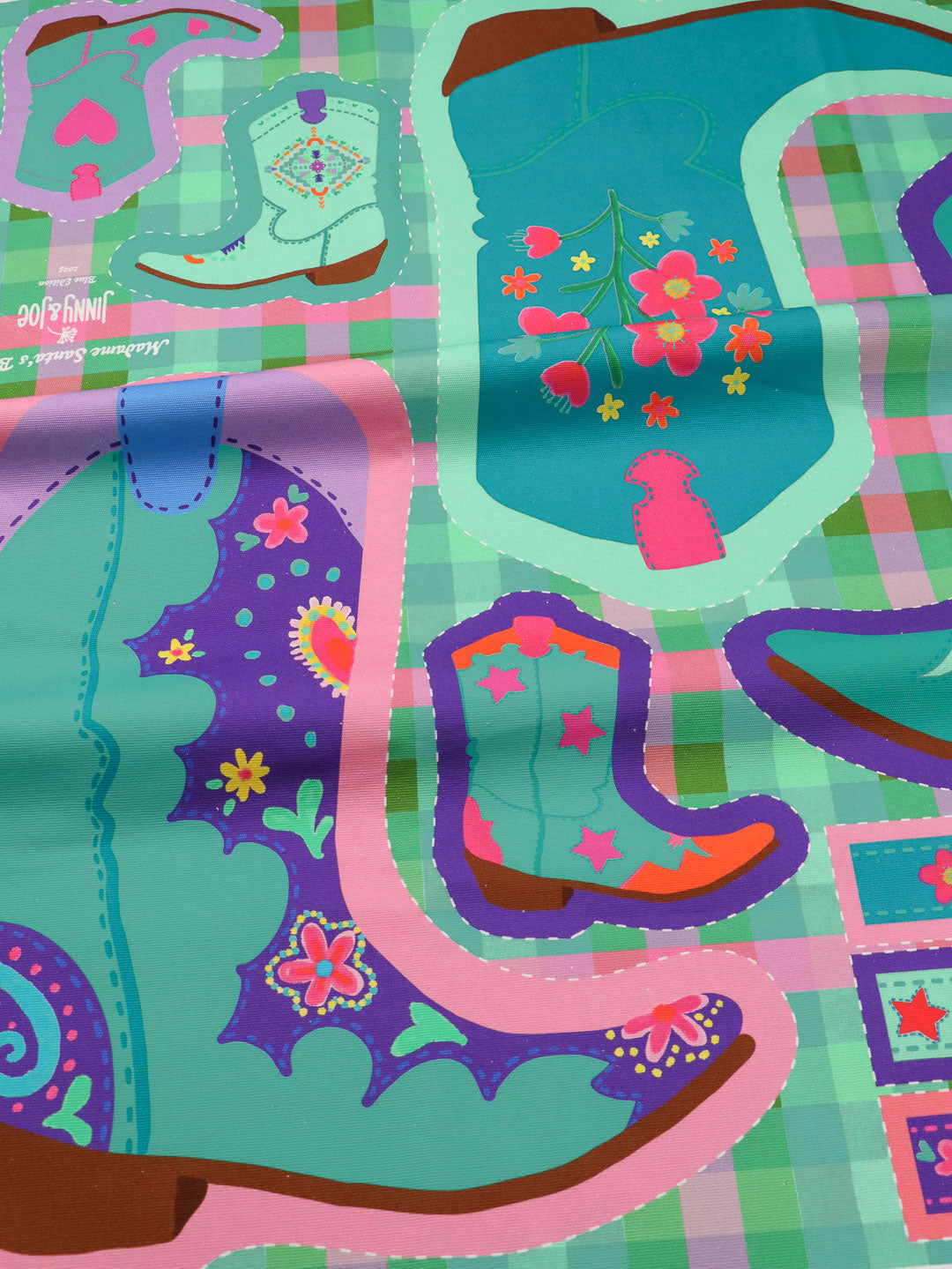 B-Ware Bio Canvas Panel Madame Santas Boots blue