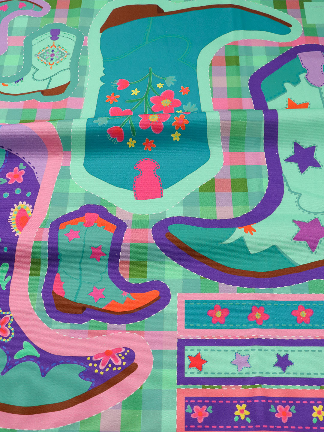 B-Ware Bio Canvas Panel Madame Santas Boots blue