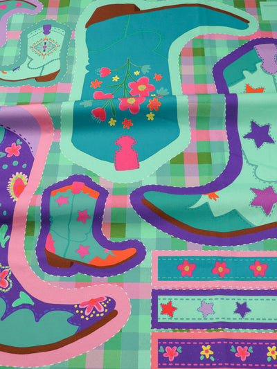 B-Ware Bio Canvas Panel Madame Santas Boots blue