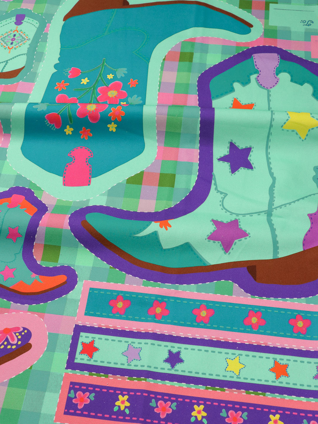 B-Ware Bio Canvas Panel Madame Santas Boots blue