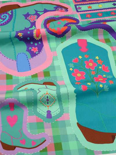 B-Ware Bio Canvas Panel Madame Santas Boots blue