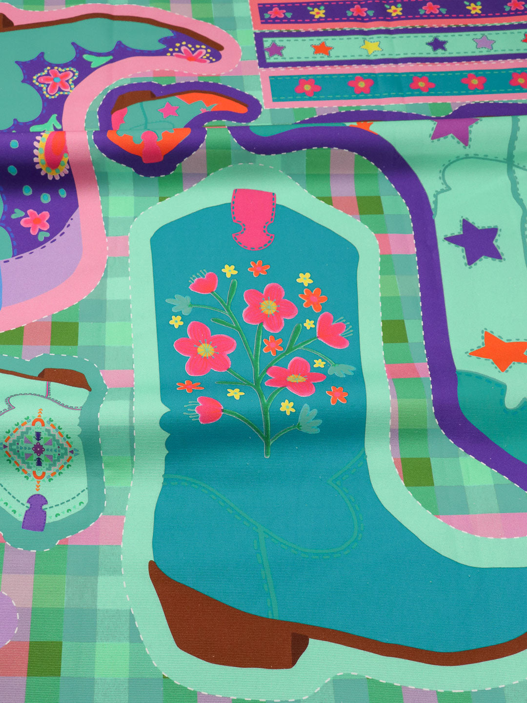 B-Ware Bio Canvas Panel Madame Santas Boots blue