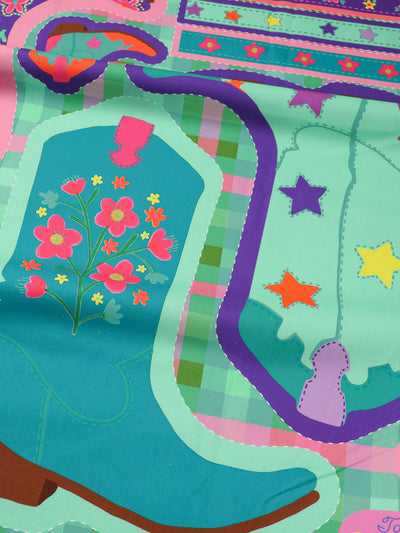 B-Ware Bio Canvas Panel Madame Santas Boots blue