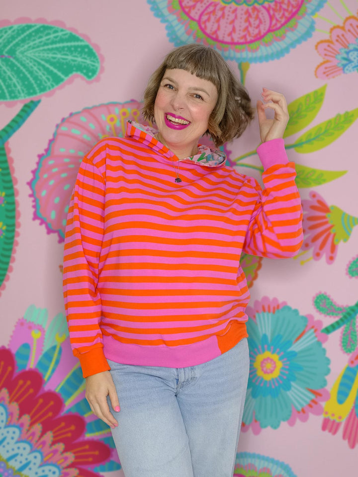 J&amp;J Bio Jersey Ringelz blutorange-hot pink
