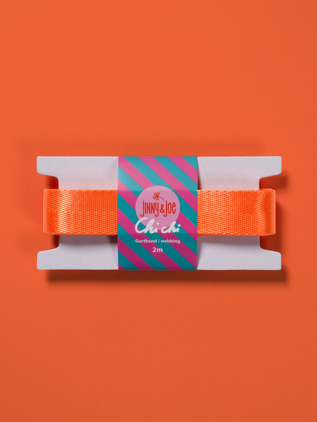 J&J Gurtband Shiny fishbone 25mm neon orange