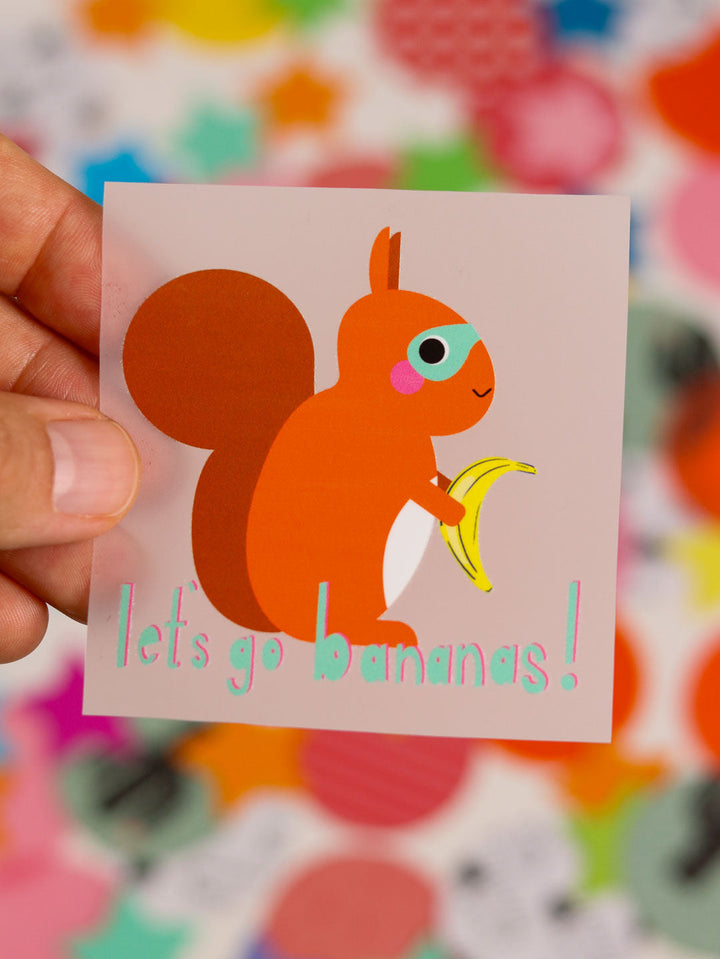 J&amp;J Bügelbild Squirrel goes Banana.