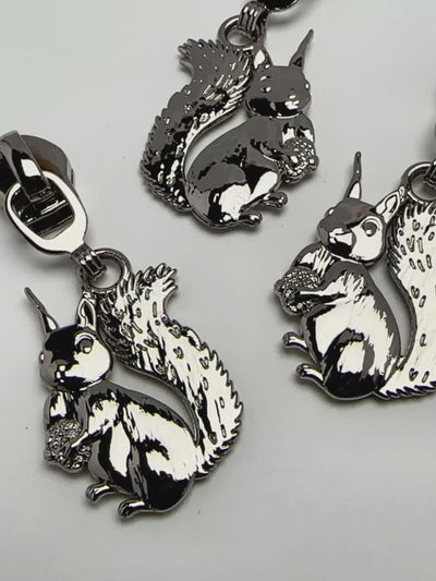 J&J Zipper #5 Squirrel silber