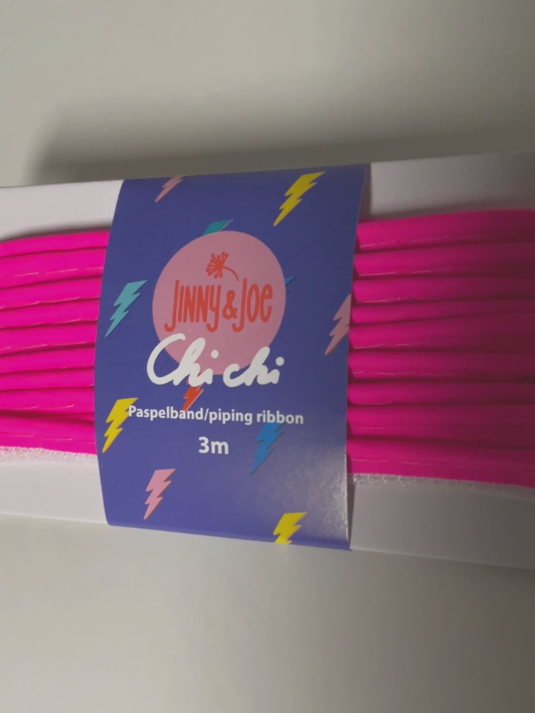 J&amp;J Paspelband Glow neon pink