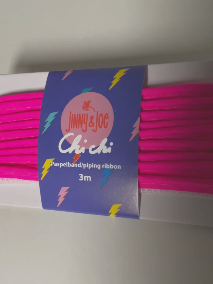 J&amp;J Paspelband Glow neon pink