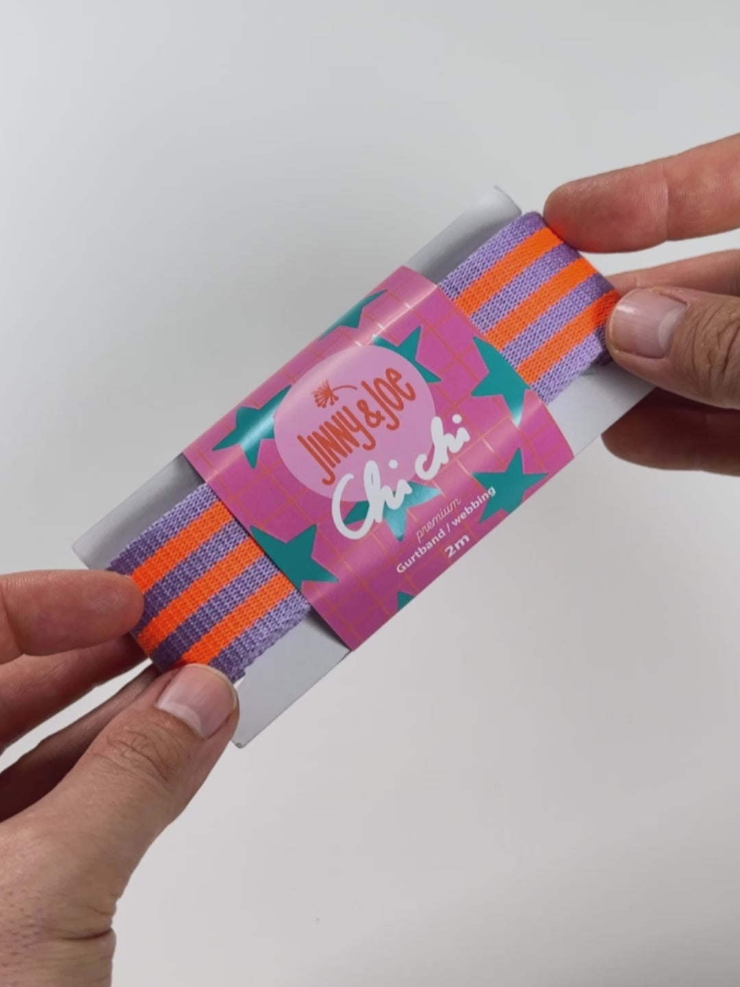J&amp;J Gurtband Premium 38mm Doubleface lilac neon orange