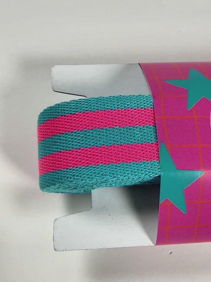 J&amp;J Gurtband Premium 25mm neon pink türkis