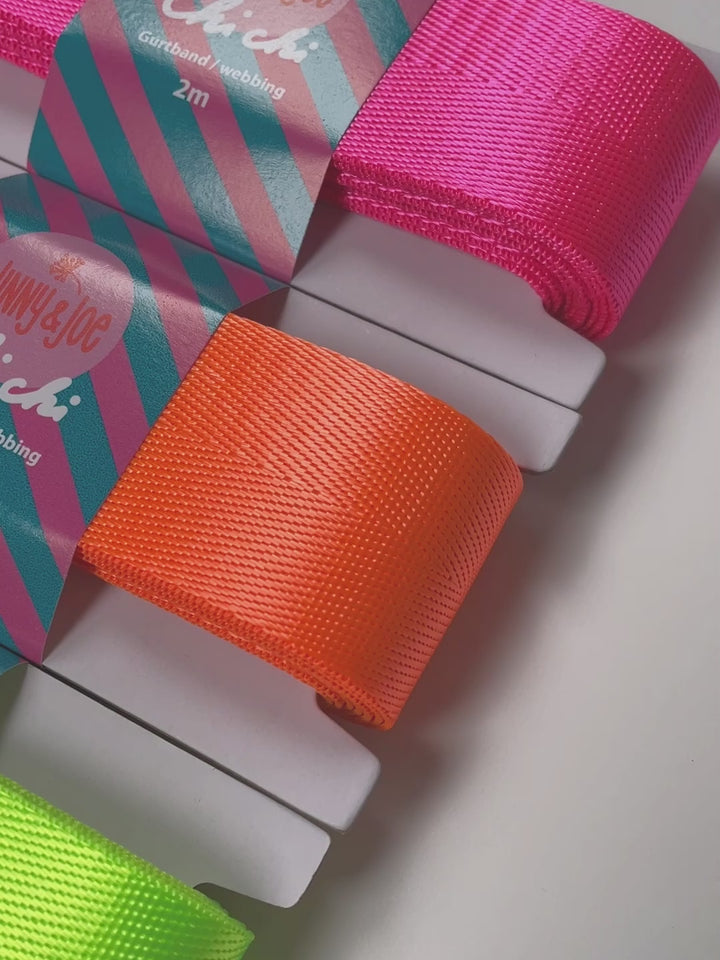 J&amp;J Gurtband Shiny fishbone 38mm neon orange