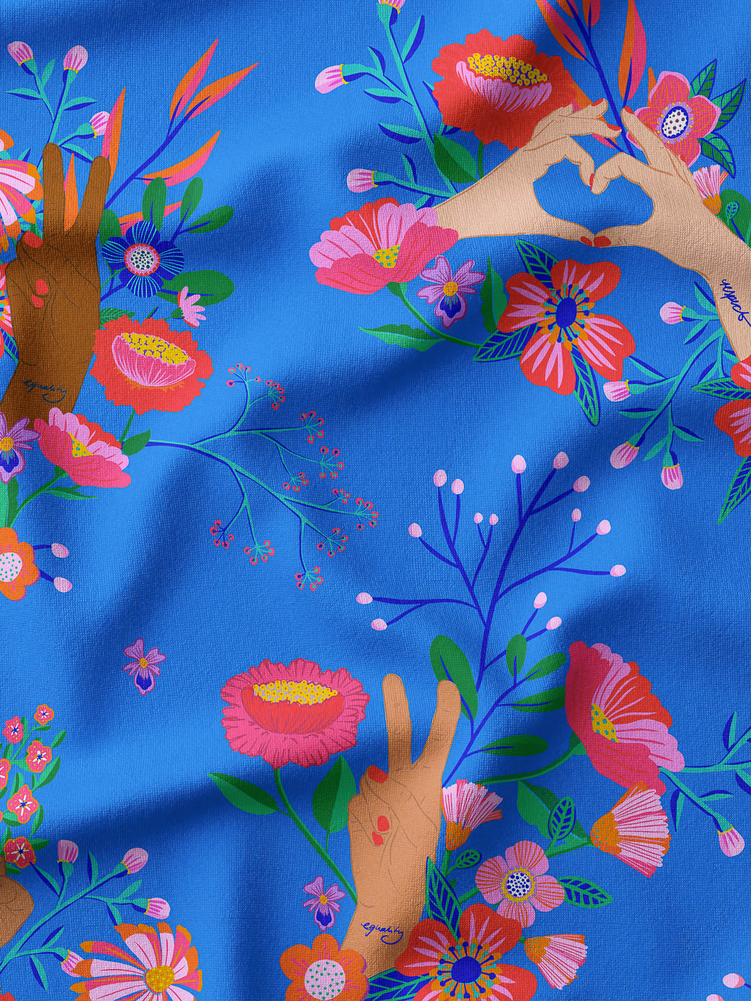 J&amp;J French Terry Sisterhood blau