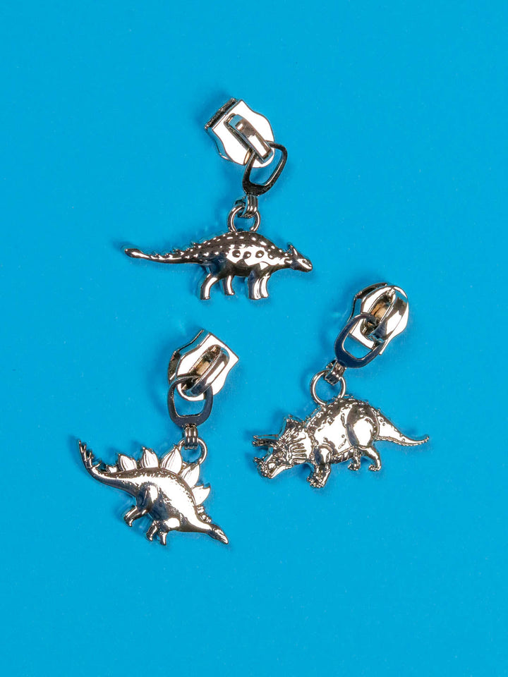 J&amp;J Zipper Mighty Dinosaurs silber