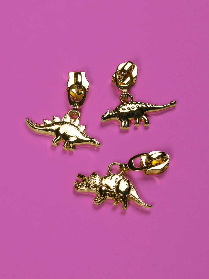 J&amp;J Zipper Mighty Dinosaurs gold