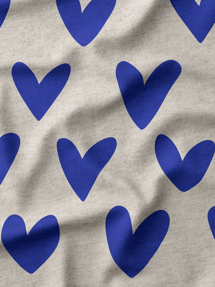 J&amp;J French Terry Love ist the Answer grau melange blau