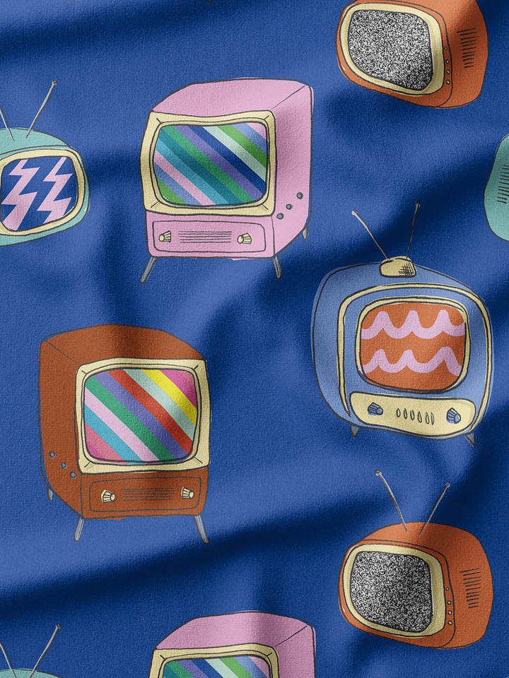 J&amp;J French Terry Fernsehabend blau