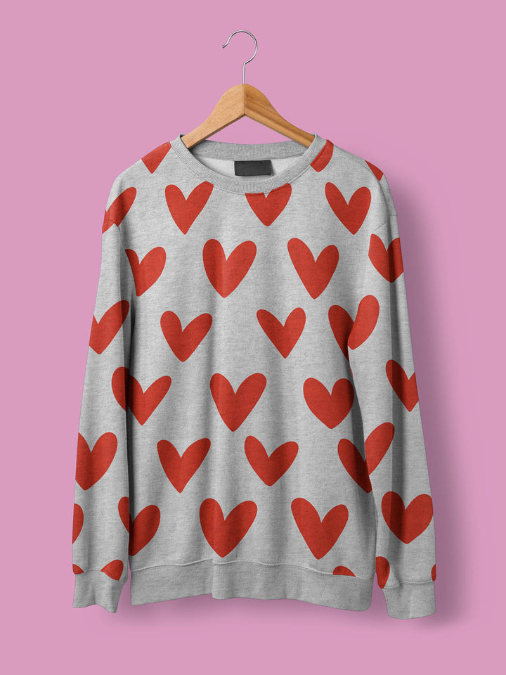 J&amp;J French Terry Bundle Love grau melange rot