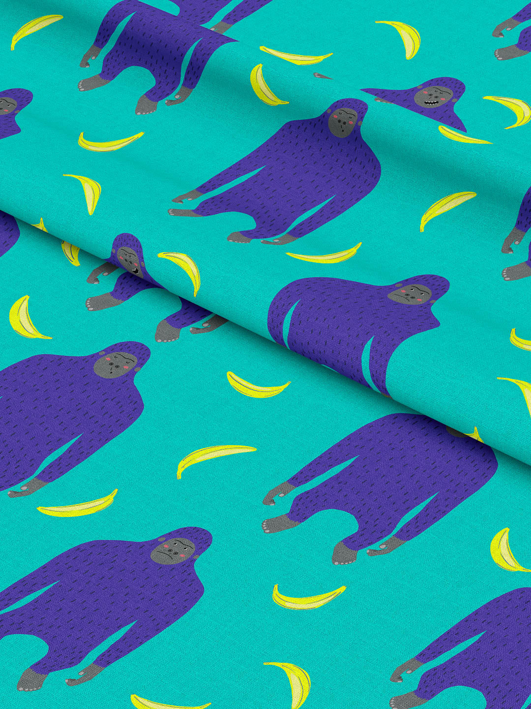 J&J Canvas Moody Monkey Bananas emerald